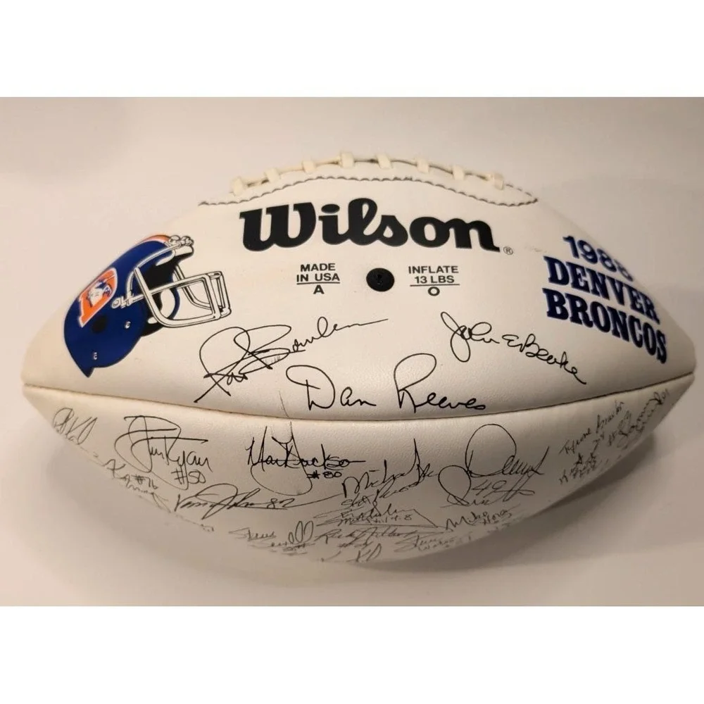 1988 Denver Broncos Team Signed Wilson NFL Football John Elway Auto 30+ Sigs